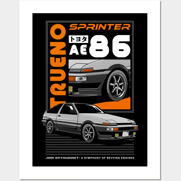 Trueno Sprinter AE86 Car Wall Art by milatees